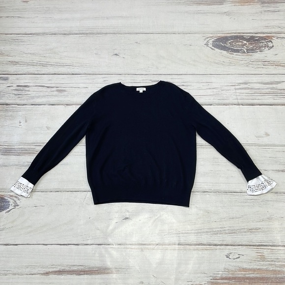 Nordstrom Sweater Wool Beaded Black White Size Medium M - Picture 11 of 14